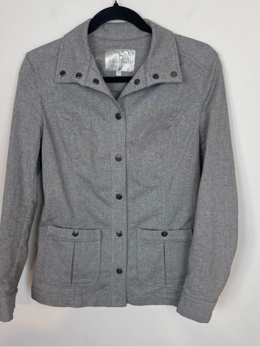 Anatomie Women's Jacket Jane Snap Front Pockets Long Sleeve Stretch Gray Small - Picture 2 of 7